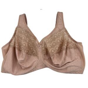 Glamorise Bra Size 50F Beige MagicLift Moisture Control Wire Free Lifts Supports